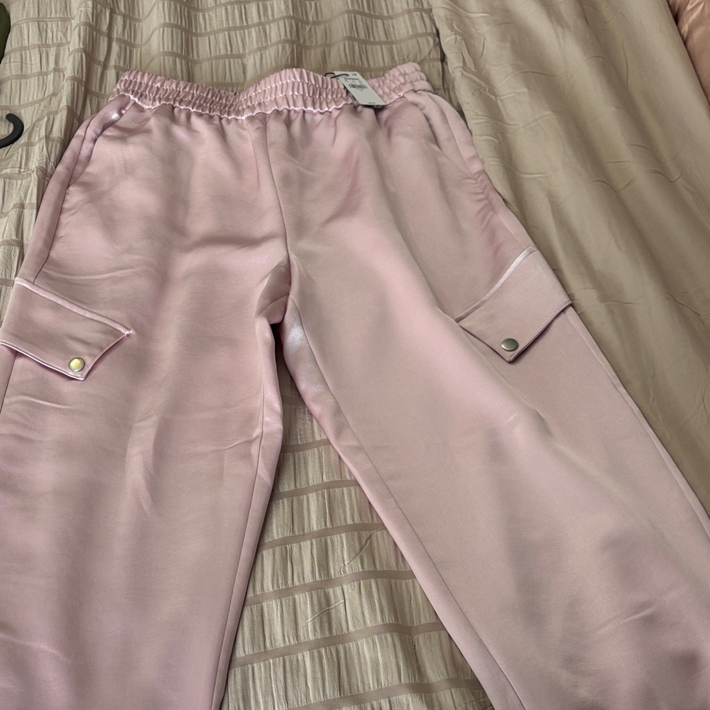 Express Light Pink Satin Joggers